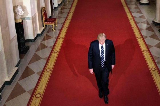 Image: President Donald Trump walks through the Cross Hall to the East Room to nominate Neil M. Gorsuch to take Justice Antonin Scalia's vacancy on the Supreme Court on Jan. 31 in Washington, DC.