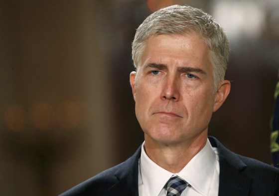 Image: Neil Gorsuch listens as President Trump announces his nomination of Gorsuch to be an associate justice of the U.S. Supreme Court at the White House in Washington, D.C. on Jan. 31.