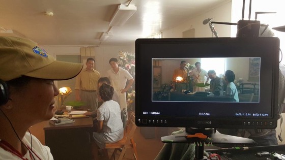 A photo taken from the production of "Go For Broke," which explores the creation of the 100th Infantry Battalion, 442nd Regimental Combat Team, and the Military Intelligence Service.