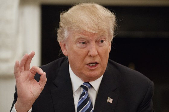 Image: President Donald Trump speaks during a meeting in the State Dining Room of the White House in Washington, D.C.,Feb. 9, 2017.