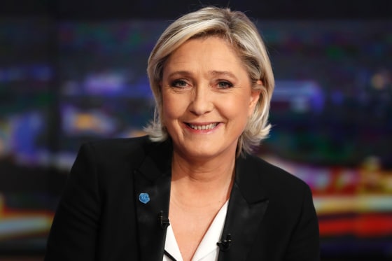 Image: Marine Le Pen poses Wednesday ahead of a television interview.