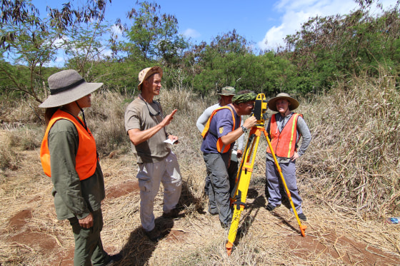 William Belcher and UH West O?ahu archaeology students excavating at the World War II Honouliuli Internment and POW Camp on June 24, 2016.