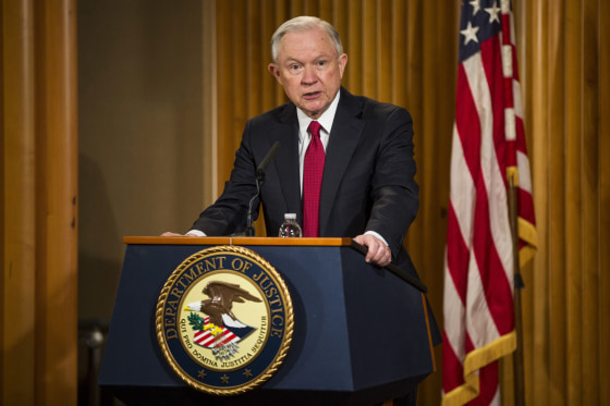 Image: Sessions delivers remarks at the Justice Department