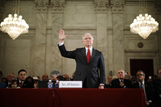 Image: Sen. Jeff Sessions is sworn in before the Senate Judiciary Committee