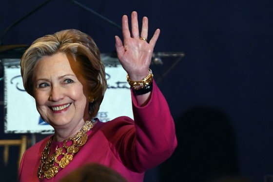 Image: Former U.S. Secretary of State and Democratic presidential nominee Hillary Clinton waves as she arrives to unveil U.S. postal service issued Oscar de la Renta Forever stamp during a ceremony in New York on Feb.16, 2017.