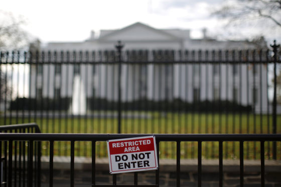 Image: FILE PHOTO: A restricted area sign is seen outside of the White House in Washington