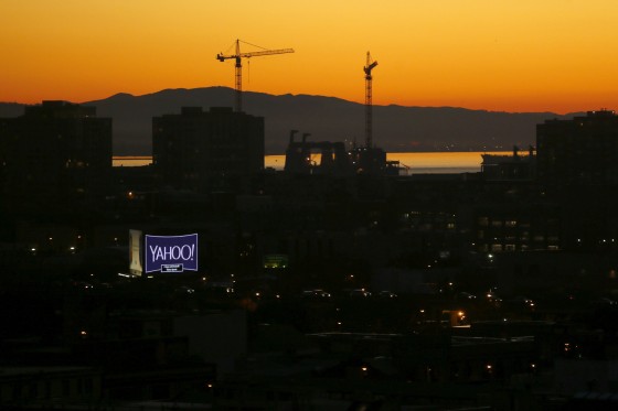 Image: A sign advertising the internet company Yahoo is pictured at sun rise in down town San Francisco