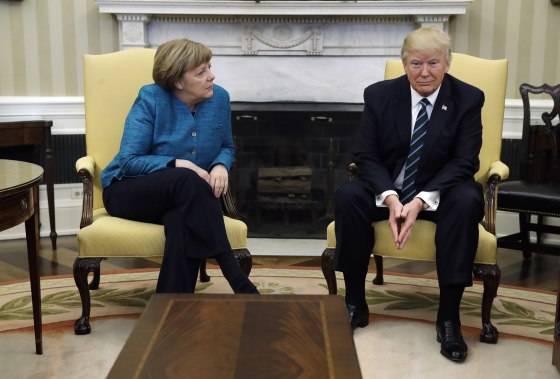 Image: Donald Trump meets with German Chancellor Angela Merkel in the Oval Office