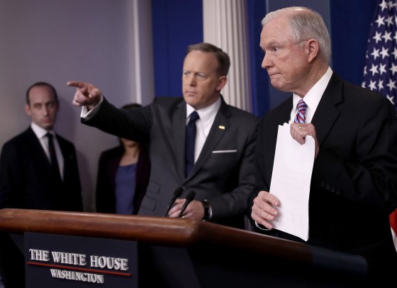 Image: Jeff Sessions Joins Sean Spicer For Daily Press Briefing At The White House