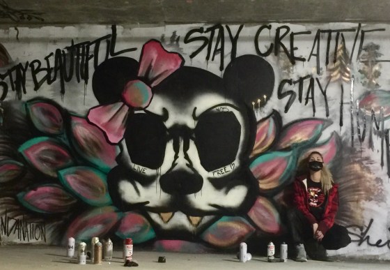 Artist Shei Phan's work frequently features stylized panda skulls.