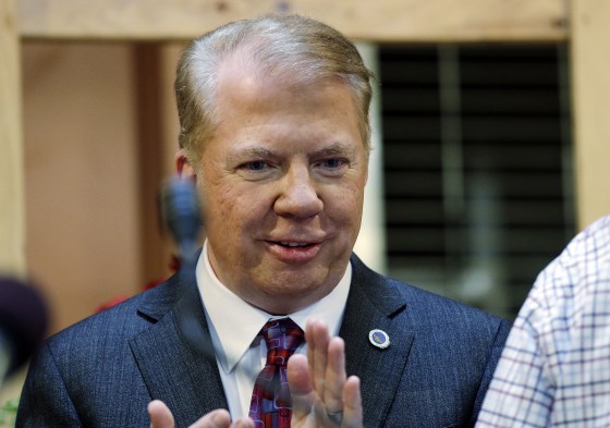 Image: Seattle Mayor Ed Murray applauds another speaker at a news conference detailing a proposed property-tax levy to raise $275 million over five years to fight homelessness in Seattle on March 8, 2017