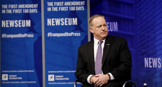 Image: Spicer speaks at the Newseum