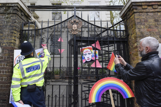 Image: Protest against Chechnya's treatment of gay community