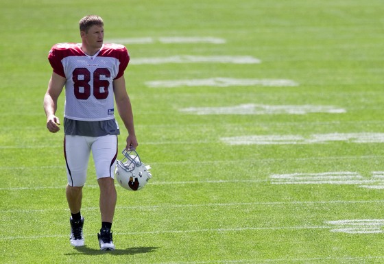 Image: Arizona Cardinals tight end Todd Heap arrives at NFL football training camp, Aug. 4, 2011, in Flagstaff, Arizona.