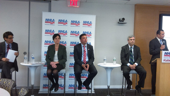 Members of the National Hispanic Leadership Agenda held a press conference about the Trump administration's first 100 days on April 19, 2017 in Washington, D.C.