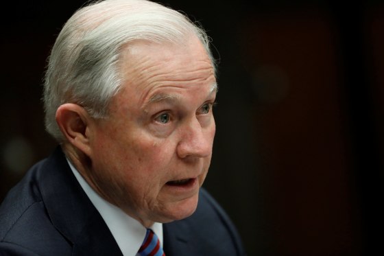 Image: Attorney General Jeff Sessions speaks during a meeting with the Organized Crime Council and Organized Crime Drug Enforcement Task Force Executive Committee