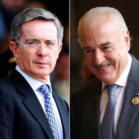 Image: Former Colombian President Alvaro Uribe Velez (left). Former Colombian President Andres Pastrana (right).