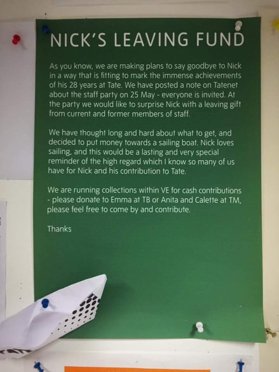 Image: The Tate gallery suggested staff might want to chip in for their boss' sailing boat.