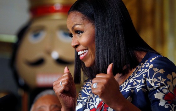 Image: Michelle Obama hosts military families to view White House holiday decorations in Washington