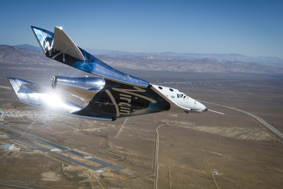VSS Unity gliding home after activating the feather re-entry system for the first time