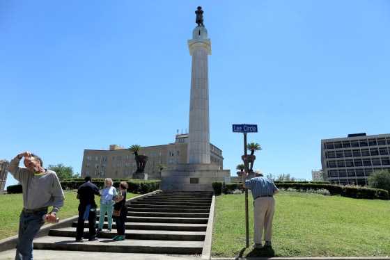 Image: The Robert E. Lee Monument, located in Lee Circle in New Orleans, is one of three remaining confederate statues slated to be removed in New Orleans Louisiana, April 24, 2017.