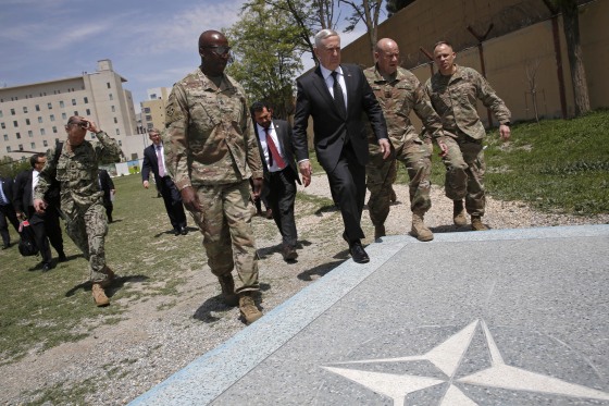 Image: Mattis arrives to the Resolute Support headquarters in Kabul
