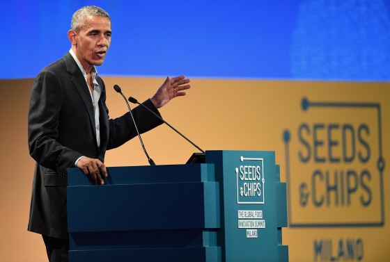 Image: Barack Obama attends the Seeds and Chips - Global Food Innovation summit