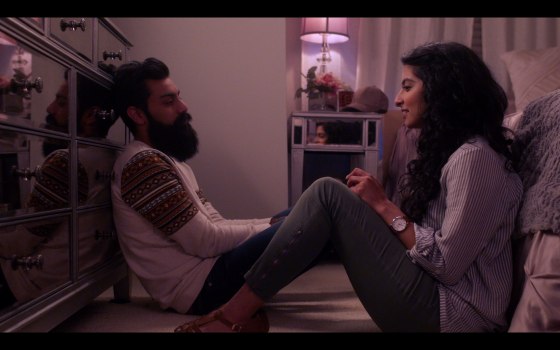 Kausar Mohammed as Sana and Haaris as Saagar Shaikh vent about their parents in a scene from "Unfair & Ugly."