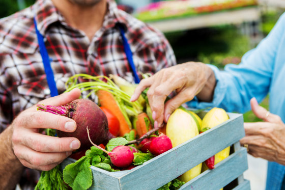 Image: Fresh vegetables being sold at farmers market