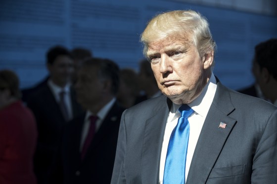 Image: President Donald Trump heads to the G-7 after some awkward moments at Thursday's NATO summit.