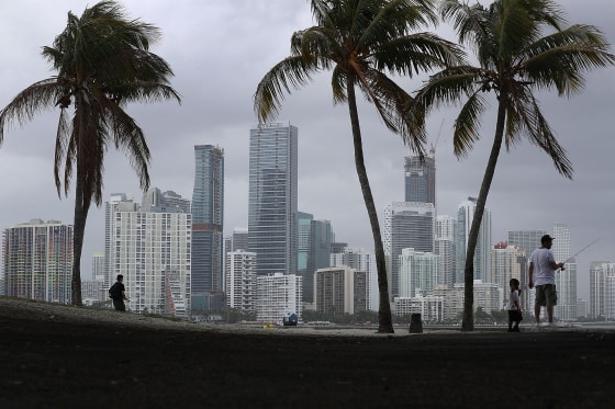 Image: The Miami city skyline is seen as the National Hurricane Center releases its prediction that the 2017 hurricane season will be above-average on May 25, 2017 in Miami, Florida.