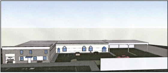 A rendering of the exterior of the proposed mosque in Bayonne, New Jersey, taken from court documents.