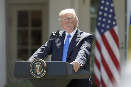 Image: President Donald Trump during a joint news conference with the Romanian president in the Rose Garden of the White House in Washington, June 9, 2017.