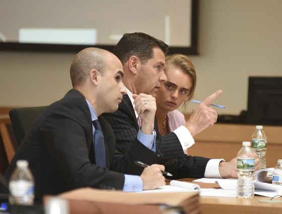Image: Michelle Carter, right, listens to her attorney