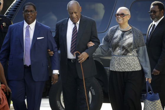 Image: Bill Cosby arrives for his sexual assault trial with his wife Camille Cosby, right, at the Montgomery County Courthouse in Norristown, Pennsylvania, June 12, 2017.