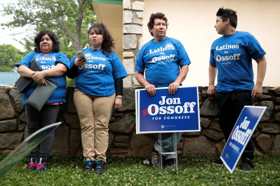 Image: Supporters wait for Democratic candidate Jon Ossoff to arrive as he campaigns for Georgia's 6th Congressional District special election in Tucker, Georgia