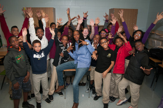 Image: Bettina Love with students from the Kindezi School
