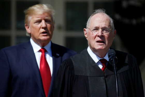 Image: Trump listens as Justice Kennedy speaks before swearing in Judge Neil Gorsuch
