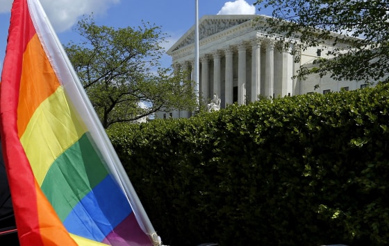 Image: FILE PHOTO: A rainbow colored flag is seen outside the U.S. Supreme Court in Washington