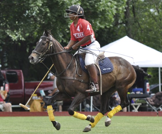 19-year-old Shariah Harris plays polo at the Polo Club in Lancaster, Pennsylvania.