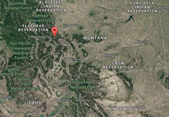 Image: A map shows the settlement of Lincoln, Montana