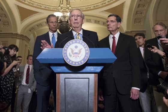 Image: McConnell speaks about the Senate Republican's healthcare bill at the U.S. Capitol