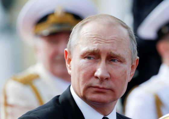 Image: Russian President Vladimir Putin attends the Navy Day parade in St. Petersburg, Russia on July 30, 2017.
