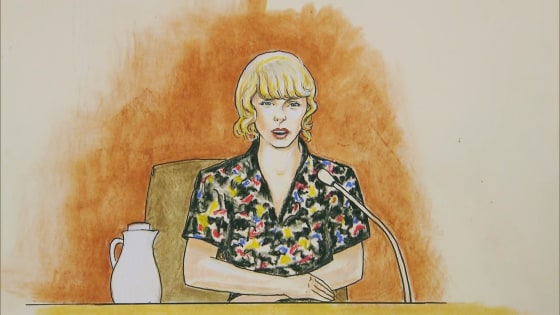 Image: Taylor Swift testifies in court in Denver on Aug. 10