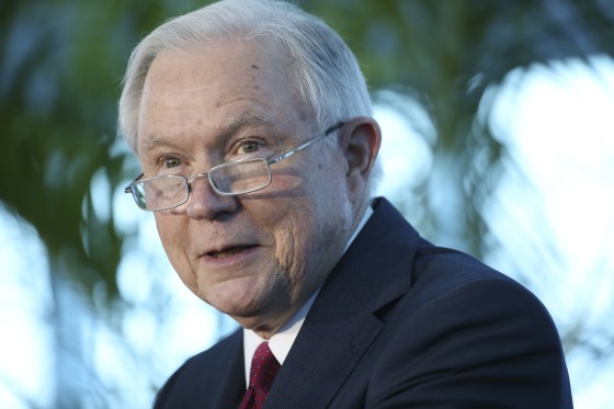 Image: Sessions speaks during a news conference