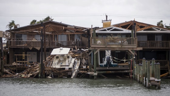 Image: A boat sits on a dock after Hurricane Harvey passed through Port Aransas,