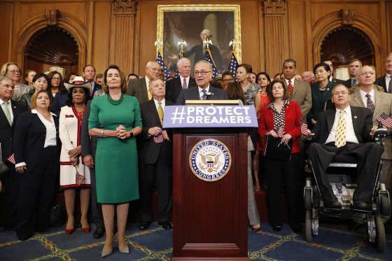 Image: Schumer, Pelosi Lead Democrats' Call For GOP Lawmakers To Stand Up To President On Decision To End DACA