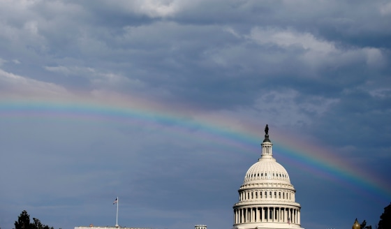 Image: A rainbow shines over the U.S. Capitol in Washington