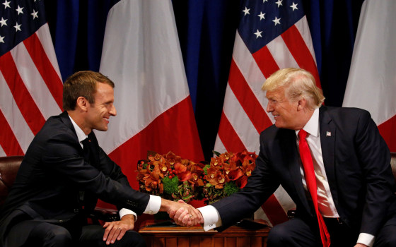 Image: Trump meets with French President Macron in New York