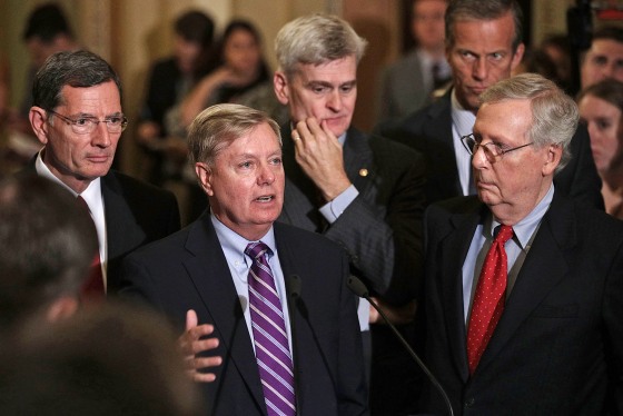 Image: Senate Lawmakers Speak To The Media After Their Weekly Policy Luncheons